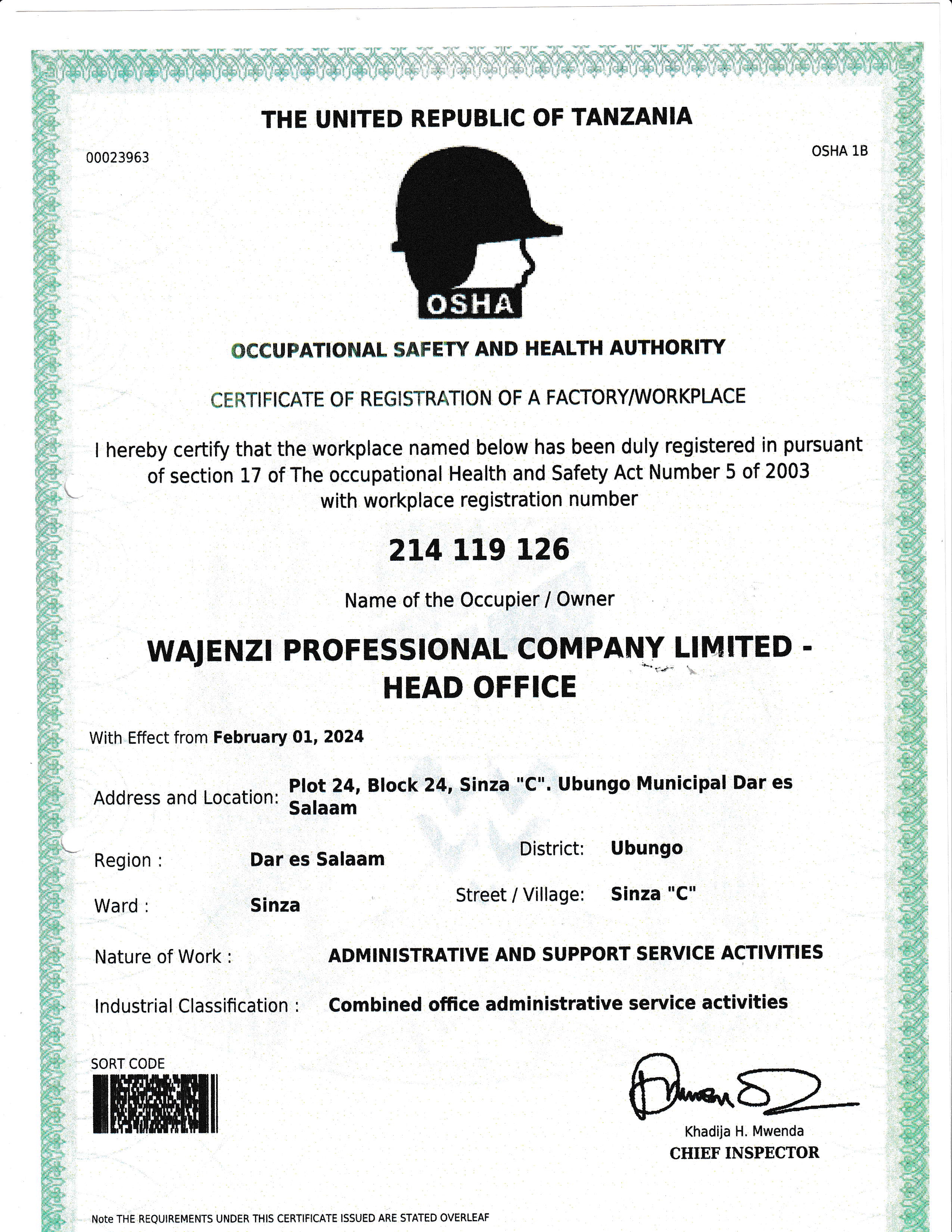 ERB Registration Certificate